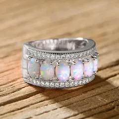 Elegant Silver Oval Ring For Women In Alloy With Artificial Gemstones Featuring Electroplated Finish 2
