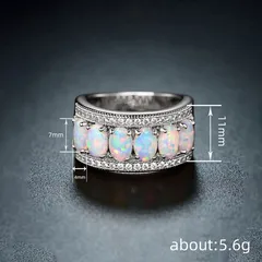 Elegant Silver Oval Ring For Women In Alloy With Artificial Gemstones Featuring Electroplated Finish 4