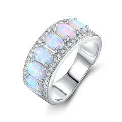 Elegant Silver Oval Ring For Women In Alloy With Artificial Gemstones Featuring Electroplated Finish 5