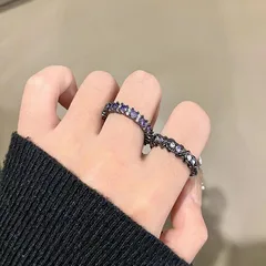 Elegant Simple Cross Flower Tube Purple Diamond Rose Ring For Women Luxury Fashion Versatile Punk Personality High-End Index Finger Ring 2