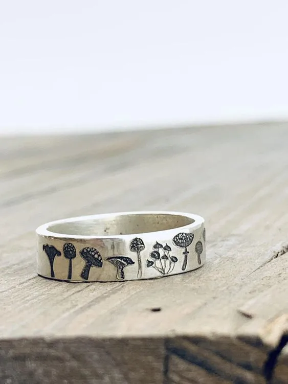 Elegant Simple Mushroom Pattern Ring For Women Geometric Alloy Fashion Ring Vintage Style Finger Ring By HeCheng 4