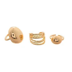 Elegant Simple Open Ring Set Of Three Oval Bean Shaped Metal Rings For Women Geometric Pattern High End Feelings Jewelry Accessories 5