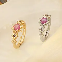 Elegant Simple Style Flower Alloy Plating Couple Unisex Open Rings