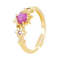Elegant Simple Style Flower Alloy Plating Couple Unisex Open Rings 4