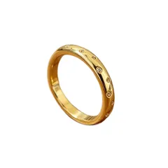 Elegant Star Ring For Women In Golden Plated Copper With Zircon Inlay Featuring Bezel Setting 5