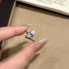 Elegant Water Droplets Open Rings For Women In Silver Copper 2