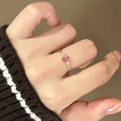 Elegant Women's Open Ring In Electroplated Copper With Zircon Inlay