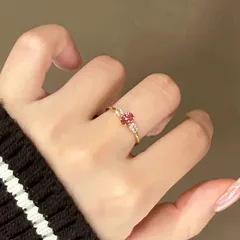 Elegant Women's Open Ring In Electroplated Copper With Zircon Inlay 3