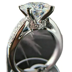Ethnic Style Flowers Ring For Women In White K Plated Alloy Featuring Claw Setting And Zircon Inlay 5