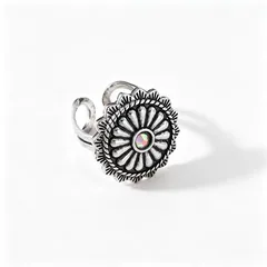 Ethnic Style Flowers Ring For Unisex Featuring Natural Pink Alloy With Turquoise Inlay And Electroplated Finish 5