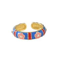Ethnic Style Vintage Ring Featuring Flower Pattern With Enamel Craft 5