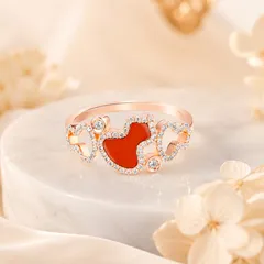 Ethnic Style Unisex Copper Gourd Ring For Red With Rhinestones Inlay 4