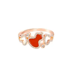 Ethnic Style Unisex Copper Gourd Ring For Red With Rhinestones Inlay 5