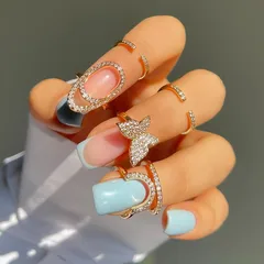 Europe And The United States New Inlaid Zircon Nail Ring Female Personality Temperament Wearable Detachable Nail Ring