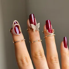 Europe And The United States  New Inlaid Zircon Nail Ring Female  Personality Temperament Wearable Detachable Nail Ring 3