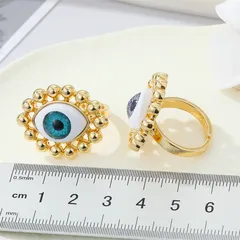 Devil's Eye Fashion Open Ring For Unisex In Brown Alloy With Electroplated Finish, 1 Piece 2