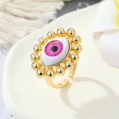 Devil's Eye Fashion Open Ring For Unisex In Brown Alloy With Electroplated Finish, 1 Piece 3