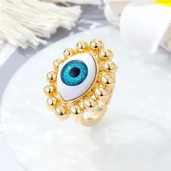 Devil's Eye Fashion Open Ring For Unisex In Brown Alloy With Electroplated Finish, 1 Piece 4