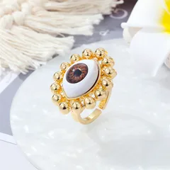 Devil's Eye Fashion Open Ring For Unisex In Brown Alloy With Electroplated Finish, 1 Piece 5