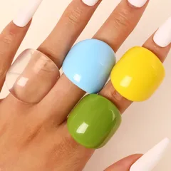 Exaggerated Candy Rings For Women In Colour Resin, 4 PCS Package