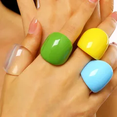 Exaggerated Candy Rings For Women In Colour Resin, 4 PCS Package 2