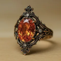 Exaggerated Champagne Metal Flowers Ring For Women Featuring Zircon Inlay