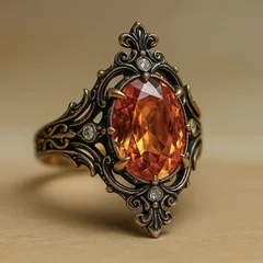 Exaggerated Champagne Metal Flowers Ring For Women Featuring Zircon Inlay 2