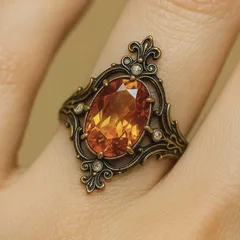 Exaggerated Champagne Metal Flowers Ring For Women Featuring Zircon Inlay 3