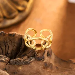 Exaggerated Circle Open Ring For Women In Golden, Waterproof Non Tarnish Craft 2