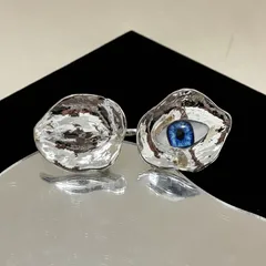 Exaggerated Dual Head Open Ring Devil Eye Asymmetric Design Luxury Fashion Trendy Ring Unisex Alloy Jewelry Personalized Style 4