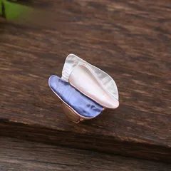 Exaggerated Geometric Ring For Women In Coffer Color, Made Of Zinc Alloy With Enamel Craftsmanship 2