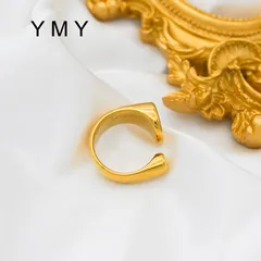 Exaggerated Geometric Rings For Unisex Featuring Faceted Craftsmanship In Titanium Steel With 18K Real Gold Plated Finish 3