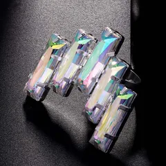 Exaggerated Geometric Women's Ring Featuring Rhinestone Inlay For A Bold Fashion Statement 5