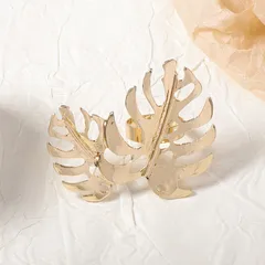 Exaggerated Gold Leaves Open Ring For Women In Zinc Alloy Featuring Three-Dimensional Craftsmanship 3