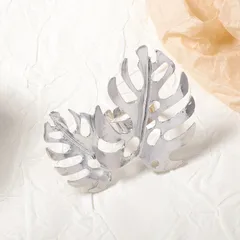 Exaggerated Gold Leaves Open Ring For Women In Zinc Alloy Featuring Three-Dimensional Craftsmanship 4
