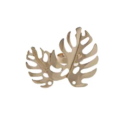 Exaggerated Gold Leaves Open Ring For Women In Zinc Alloy Featuring Three-Dimensional Craftsmanship 5