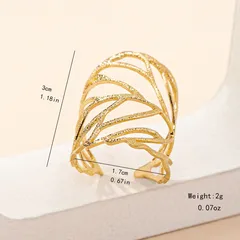 Exaggerated Leaves Iron Hollow Out Women's Open Rings 2