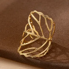 Exaggerated Leaves Iron Hollow Out Women's Open Rings 5