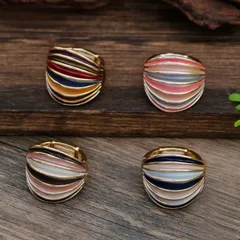 Exaggerated Lines For Women Rings In Coffer Color, Zinc Alloy Material Featuring Enamel Craftsmanship