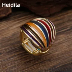 Exaggerated Lines For Women Rings In Coffer Color, Zinc Alloy Material Featuring Enamel Craftsmanship 2