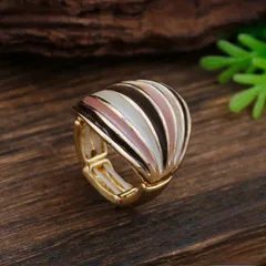 Exaggerated Lines For Women Rings In Coffer Color, Zinc Alloy Material Featuring Enamel Craftsmanship 3