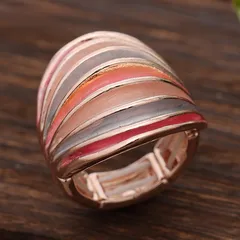 Exaggerated Lines For Women Rings In Coffer Color, Zinc Alloy Material Featuring Enamel Craftsmanship 4