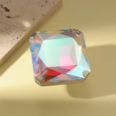 Exaggerated Open Square Crystal Metal Ring Fashionable Simple Versatile Luxury Online Retail Vintage Style Women's Jewelry 2