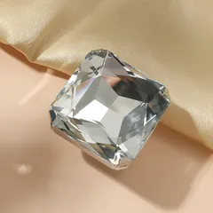 Exaggerated Open Square Crystal Metal Ring Fashionable Simple Versatile Luxury Online Retail Vintage Style Women's Jewelry 3
