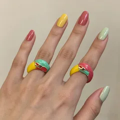 Exaggerated Parrot Open Rings For Women In Multicolor Alloy With Enamel Craftsmanship