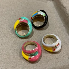Exaggerated Parrot Open Rings For Women In Multicolor Alloy With Enamel Craftsmanship 5