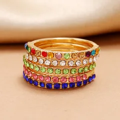 Exaggerated Personality  Fashion Diamond Embedded Ring Vintage Cold Tone Versatile Alloy Jewelry Ring 3
