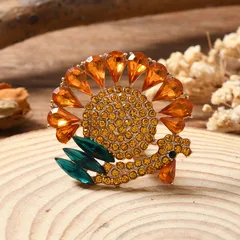 1 Piece Alloy Flower Alloy Rhinestones KC Golden Plated Electroplating Women's Rings 3