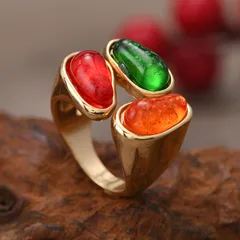 1 Piece Alloy Flower Alloy Rhinestones KC Golden Plated Electroplating Women's Rings 5