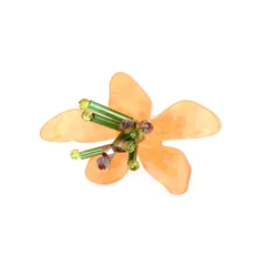 Exaggerated Purple Acrylic Flowers Ring For Women Featuring Beading Craftsmanship